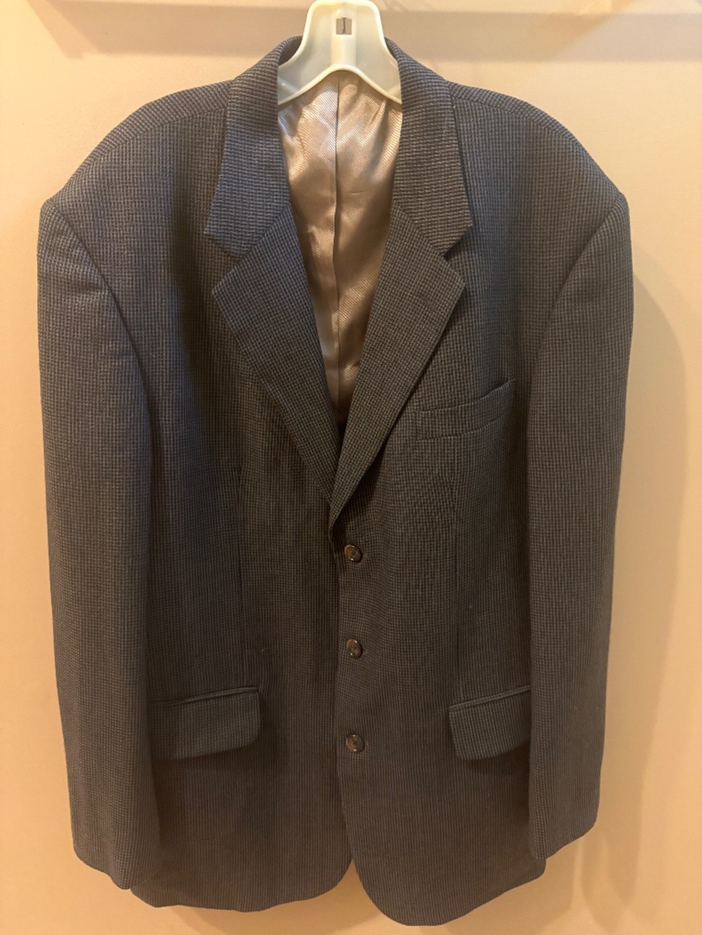 VTG Oscar De La Renta Wool Blazer Mens 44L Black/Brown Houndstooth Sport Coat